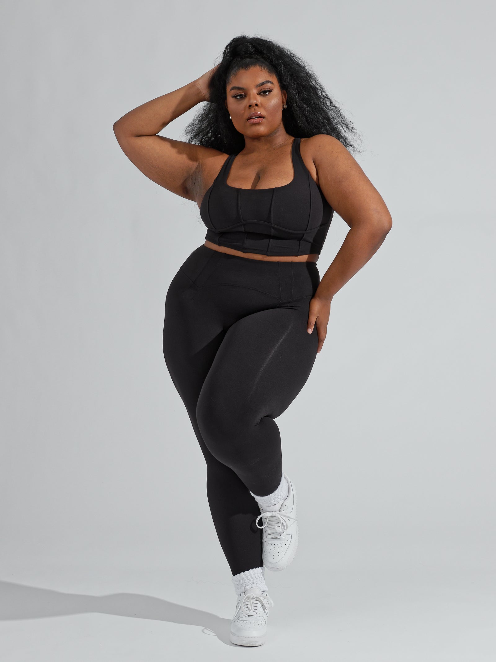 Topshop Curve full length heavy weight legging with deep waistband in black