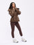 Waist Taper Puffer Jacket - Dark Brown Image 1