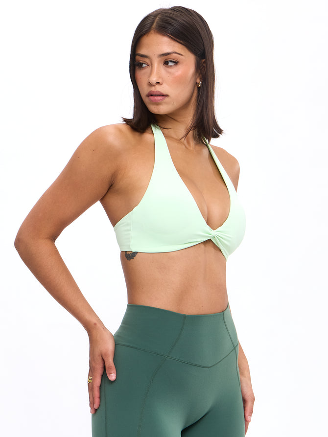 Twisted Halter Sports Bra - Honeydew Image 4