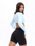 Long Sleeve Curve Crop - Blue Bubbles Image 3