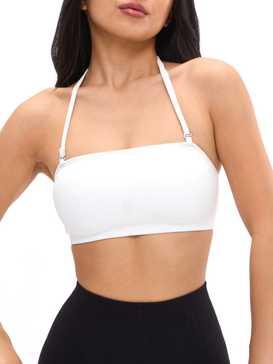 Seamless Ribbed Bandeau - White