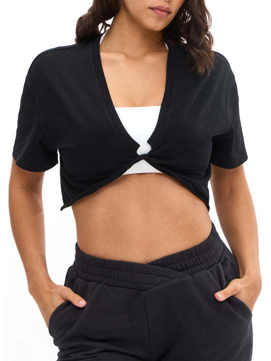 Slouchy Twist Crop - Onyx Black