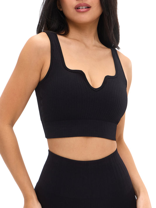 Ribbed Seamless Crop - Black