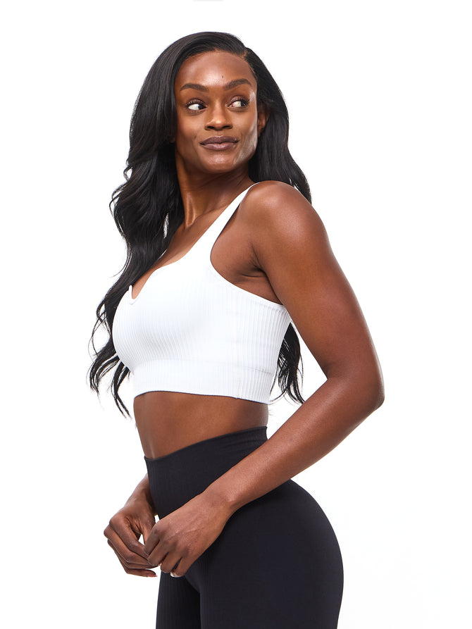 Ribbed Seamless Crop - White Image 1