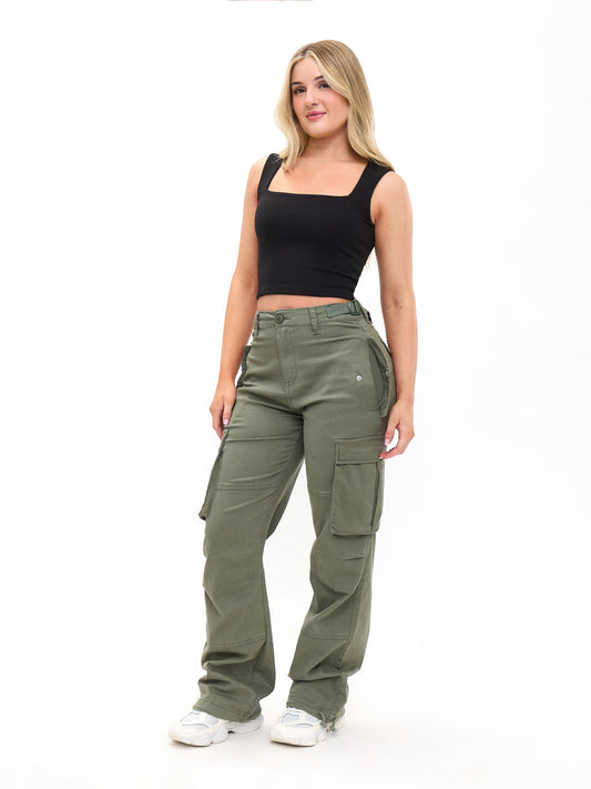 Curvy Stretch Cargo Pant - Matcha Latte