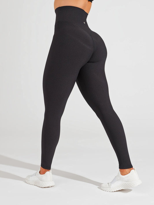 Material Girl Ribbed Legging - Onyx Black