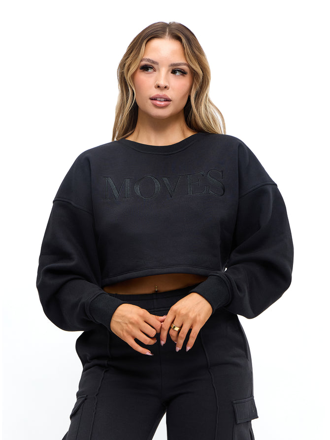 Moves Fleece Crop Pullover - Onyx Black Image 0