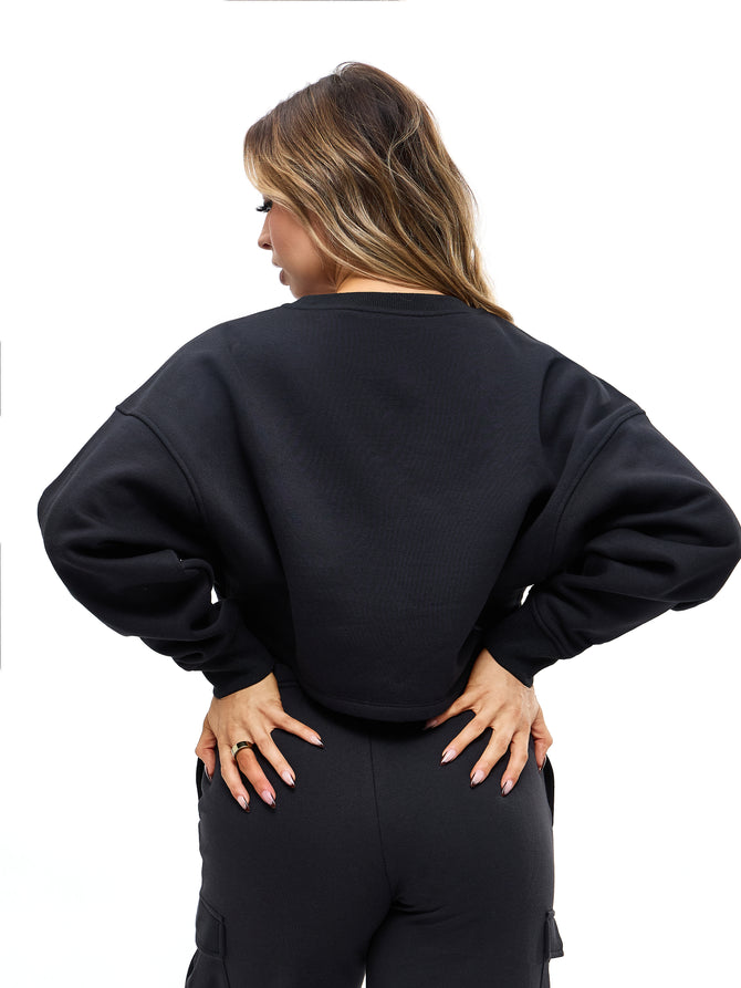 Moves Fleece Crop Pullover - Onyx Black Image 4