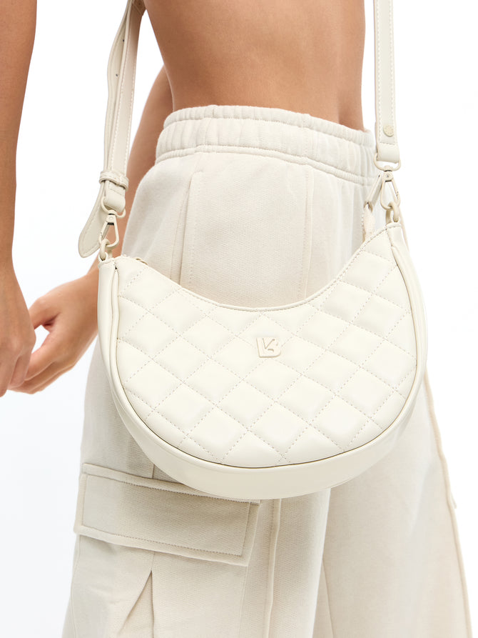 Quilted Crossbody Purse - Bone Image 0