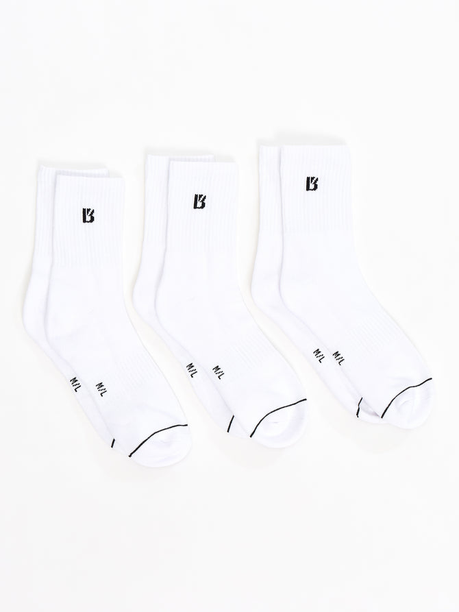 3 Pack Half Crew Socks - White Image 0