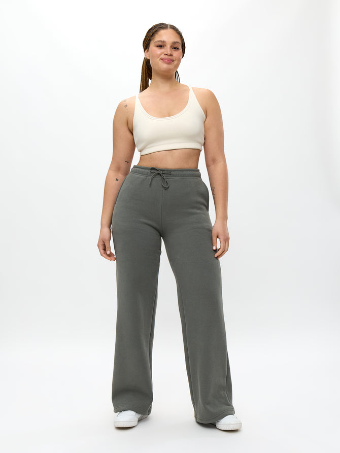 Plush Fleece Straight Leg Sweat Pant - Frosted Sage Image 3