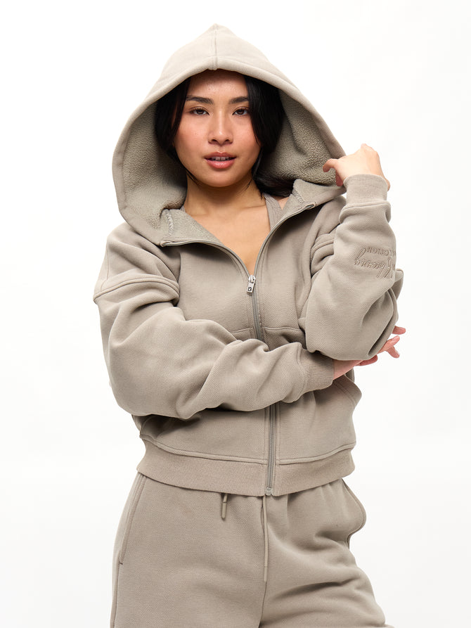 Plush Fleece Zip Hoodie - Neutral Image 2