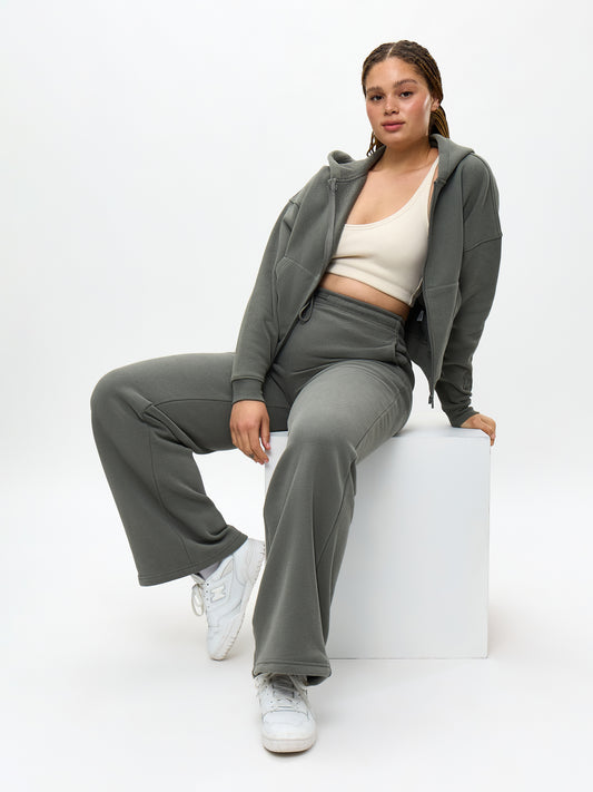 Plush Fleece Straight Leg Sweat Pant - Frosted Sage