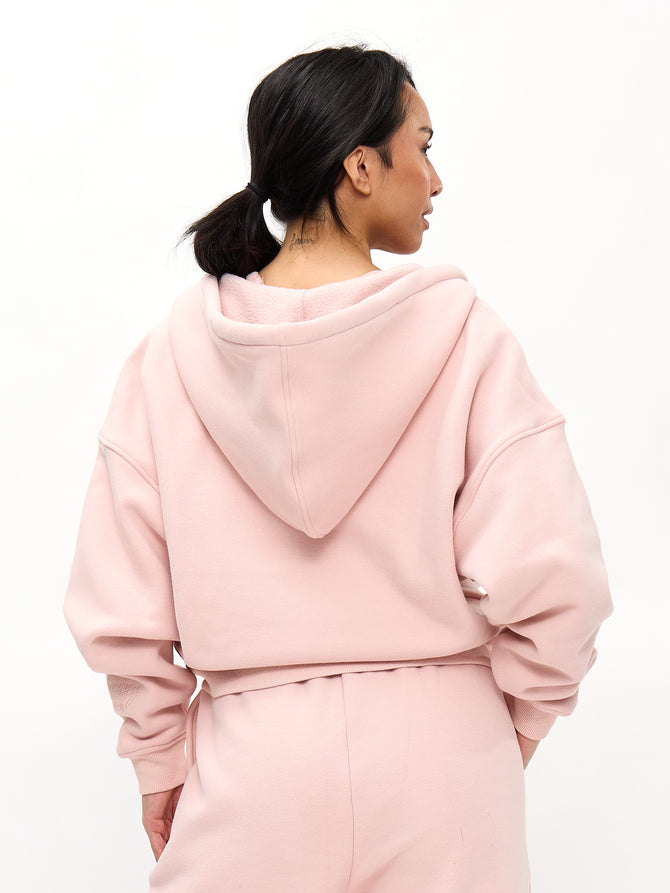 Plush Fleece Zip Hoodie - Strawberry Milk Image 5