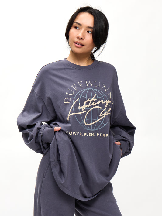 Lifting Club Long Sleeve Tee - Blue Steel