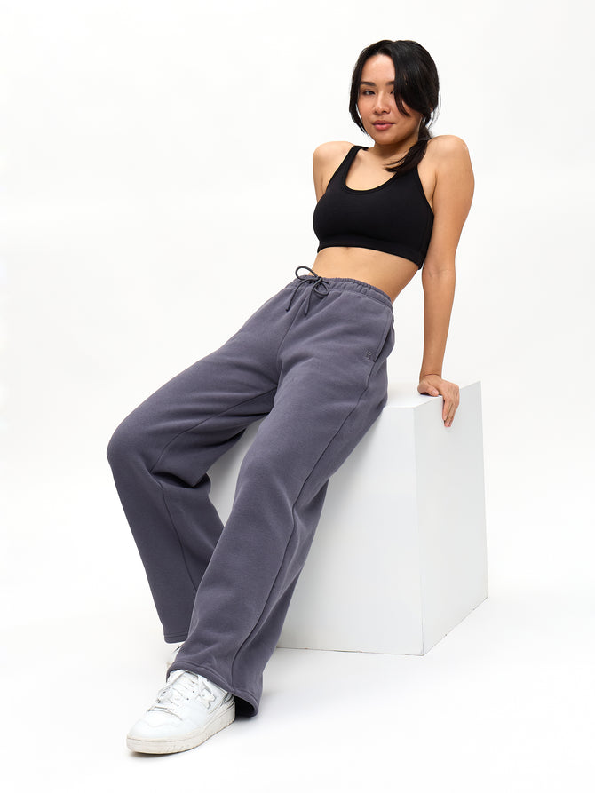 Plush Fleece Straight Leg Sweat Pant - Blue Steel Image 1