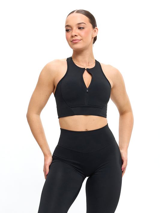 Colorado Zip Sports Bra - Onyx Black