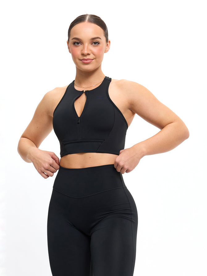 Colorado Zip Sports Bra - Onyx Black Image 2