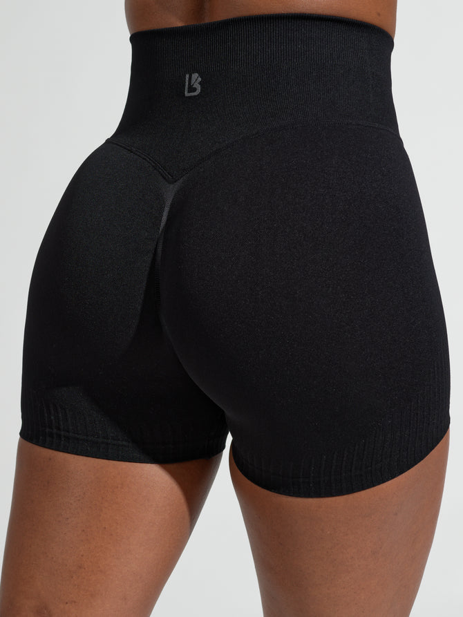 Minding My Business Ribbed Booty Shorts Black