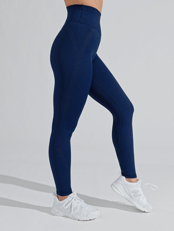PRETTYLITTLETHING Midnight Blue Sport Seamless Dipped Front Leggings