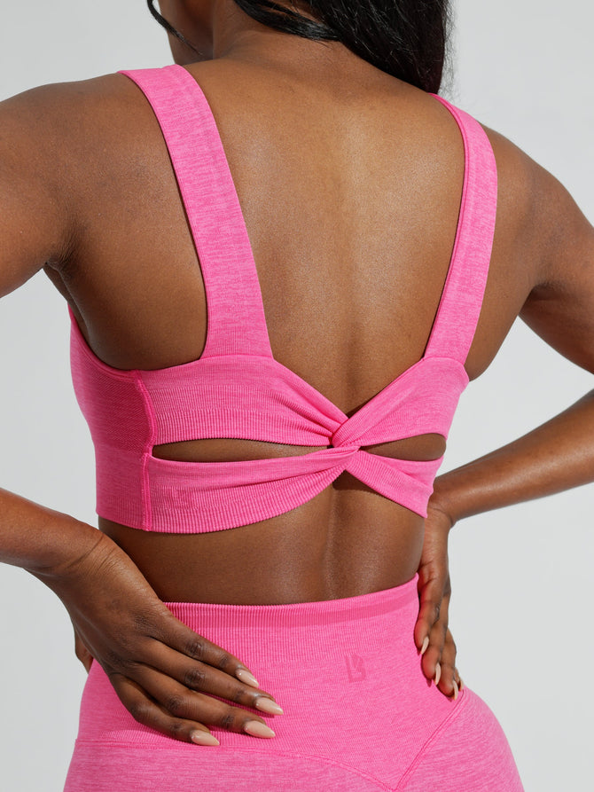 BuffBunny Exclusive Pink Criss-Cross RacerBack Sports Bra Extra Small (XS)
