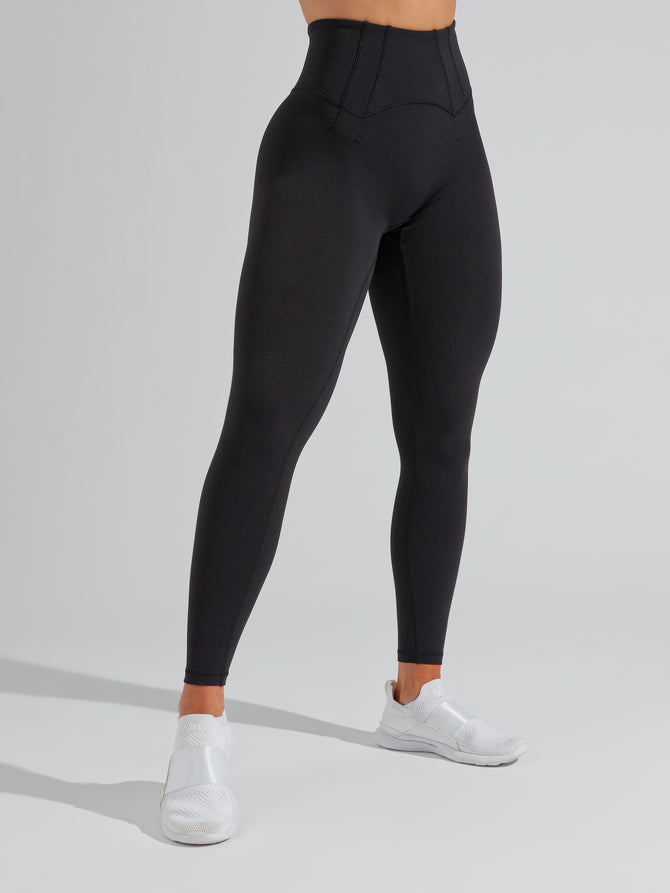Shape Black Brushed Cotton Ruched Bum Branded Gym Leggings